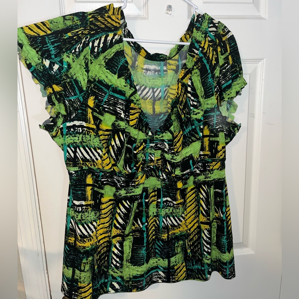 Lane Bryant Tropical Tribal Print Blouse Sz 22/24 - Picture 2 of 8